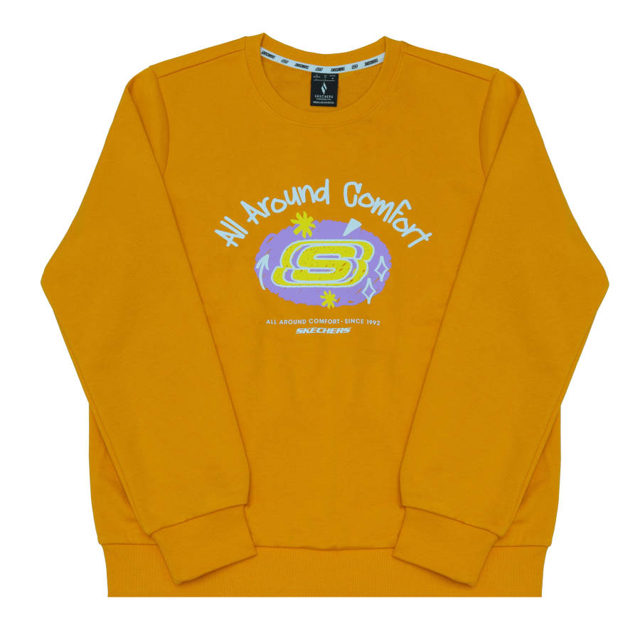 Skechers Sweatshirts Unisex Orange Yellow Crew Neck Moderate