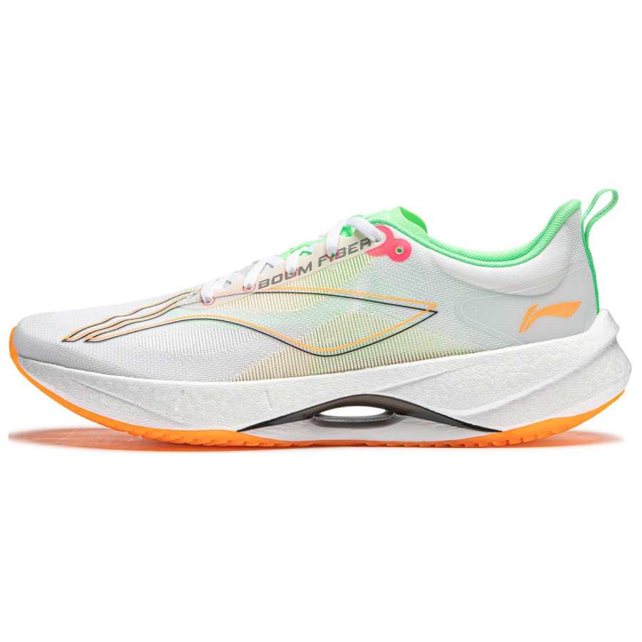 Li-Ning LiNing Super Light 21 Cushioning Abrasion Resistant Breathable Low top Running Shoes Men's White Green Orange