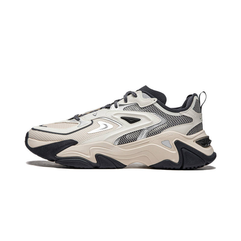 Li-Ning Li Ning CF Tracing Collection, Qianhangce SS Cushioning, Wear Resistant Low top Casual Shoes Men's Gray Beige White