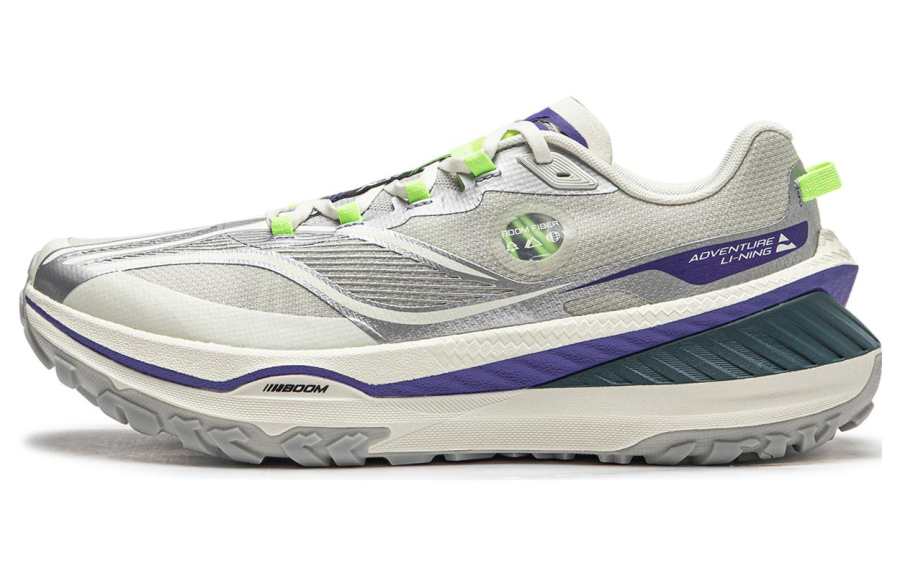 Li-Ning Li Ning De Lu Series Cushioning Slip Resistant Abrasion Resistant Low top Running Shoes Men's Silver Gray