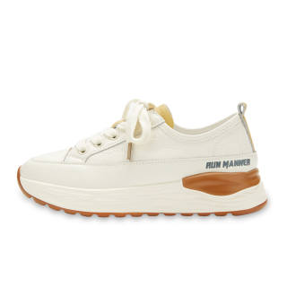 RUN MANNER Microfiber Leather Low top Casual Shoes Women's White