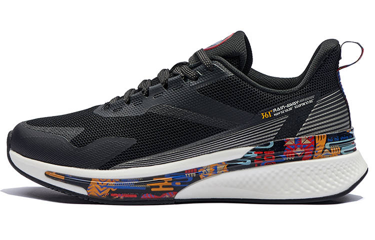 361° Yu Yi Soft Sole Rebound Abrasion Resistant Slip Resistant Low top Running Shoes Men's Black Yellow