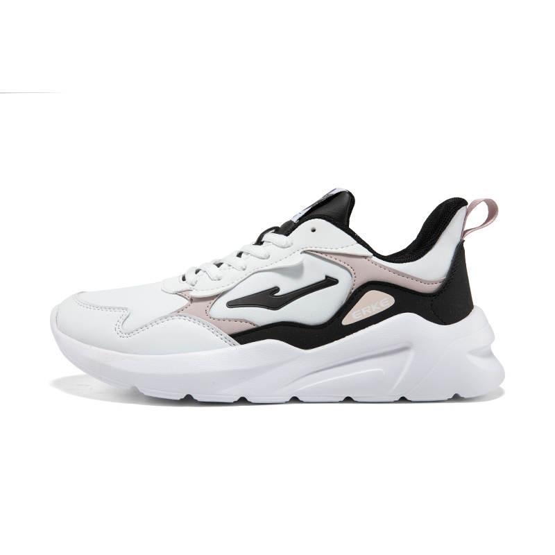 Erke Fleece Lined Comfortable Versatile Slip Resistant Abrasion Resistant Low top Running Shoes Women's White Black