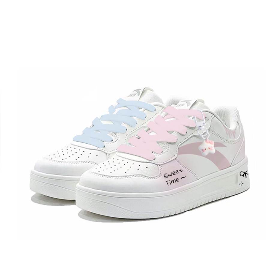 Anta Easy Mismatched Candy, Refreshing Campus Style, Cute, Sweet Style, Niche Couple White Shoes Synthetic Leather