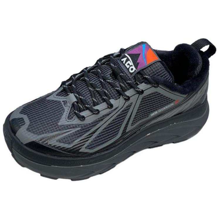 Anta Lace Up Versatile, Fleece Lined Slip Resistant Abrasion Resistant Low top Running Shoes Men's Black Gray