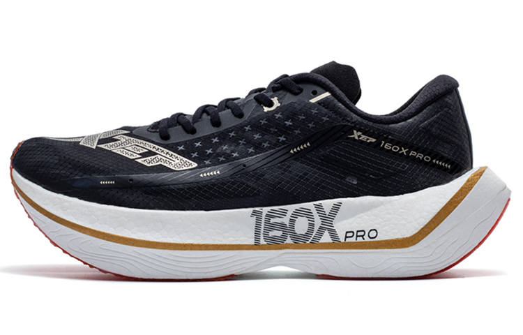 XTEP 160X 2.0 Pro Fabric Cushioning Slip Resistant Abrasion Resistant Breathable Low top Running Shoes Men's Black