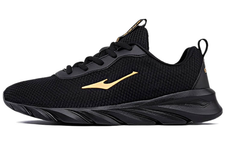 Erke Cushioning Slip Resistant Abrasion Resistant Breathable Low top Running Shoes Men's Black Gold