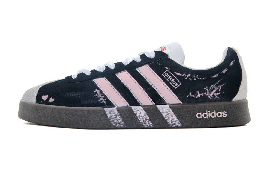 Adidas Adidas VL COURT 2.0 Slip Resistant Abrasion Resistant Low top German Army Trainers Unisex Black Pink