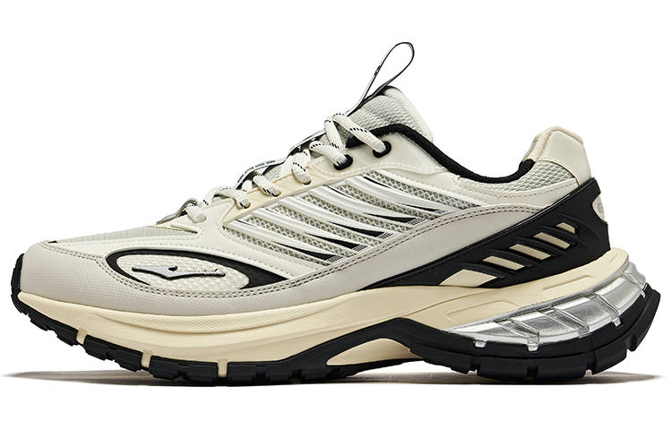 Erke Textile, Synthetic Leather Cushioning Abrasion Resistant Breathable Low top Casual Running Shoes Men's Black White