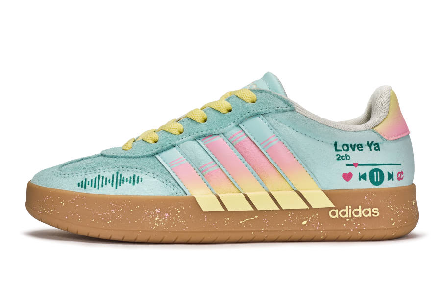 Adidas Adidas BARREDA REGO Hot Dog, Heartbeat Loop Abrasion Resistant Low top German Army Trainers Unisex Pink Yellow Green