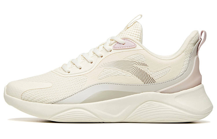 Anta Running Collection Mesh Abrasion Resistant Breathable Low top Running Shoes Women's Light Beige White