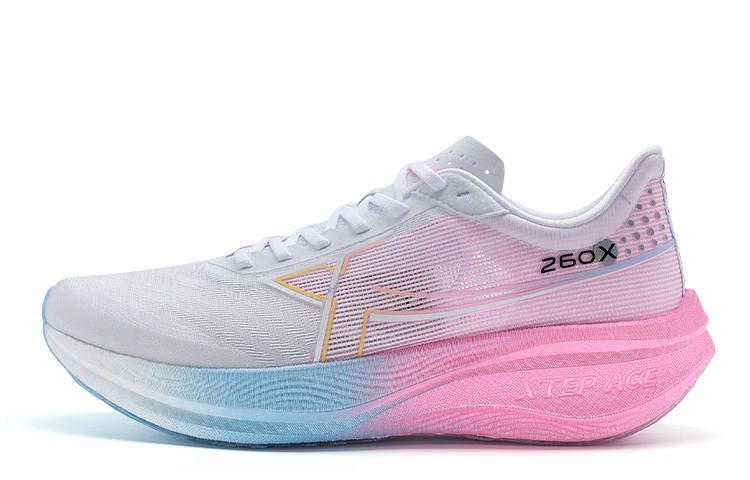 XTEP 260X 1.0 Running Shoes Women's Low Top Sail White/Fluorescent Cherry Blossom Pink