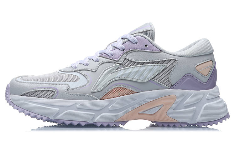 Li-Ning Li Ning Slip Resistant Abrasion Resistant Low top Running Shoes Women's Gray Purple