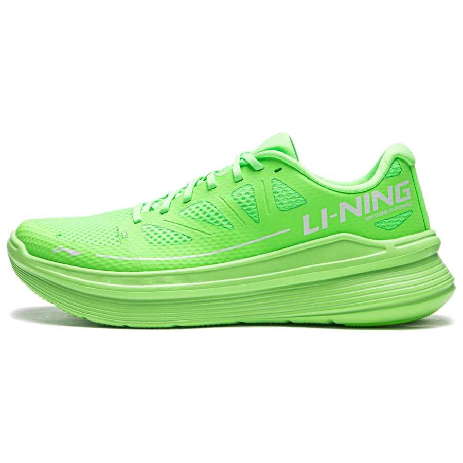 Li-Ning Li Ning Ling Yue Fabric Cushioning Slip Resistant Low top Running Shoes Men's Neon Green