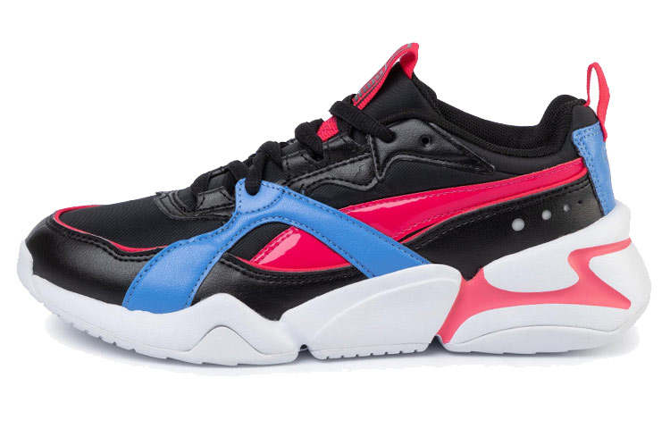 PUMA Nova Fabric Slip Resistant Abrasion Resistant Low top Running Shoes Women's Black Pink Blue