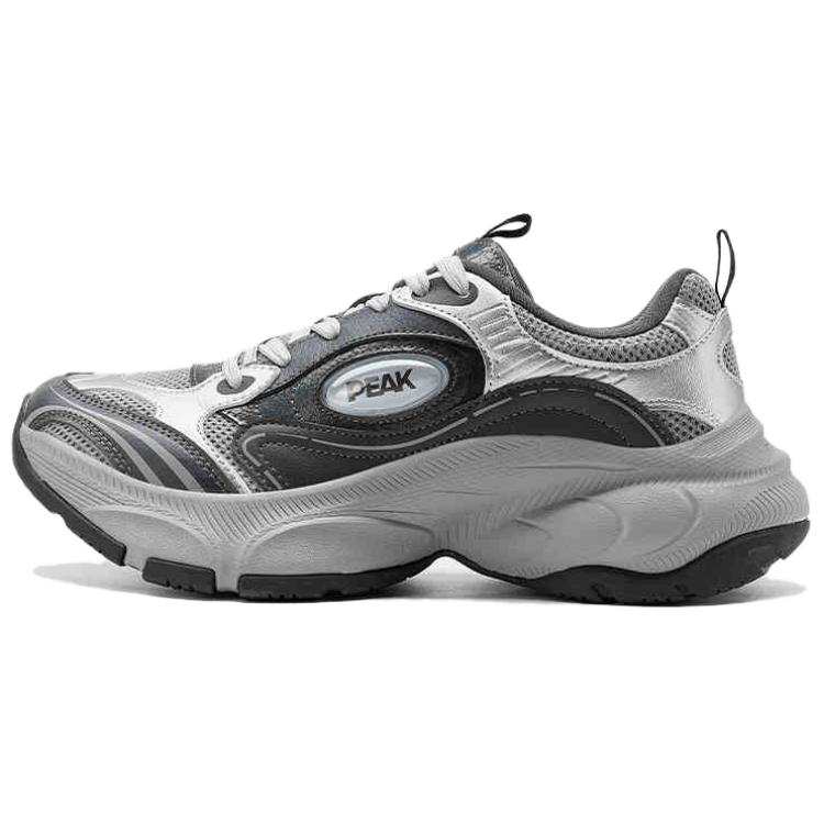 PEAK Cushioning Slip Resistant Rebound Low top Casual Running Shoes Unisex Silver Gray