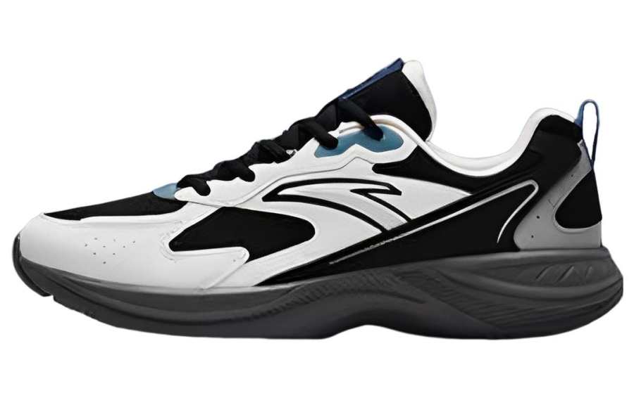 Anta Abrasion Resistant Slip Resistant Low top Retro Running Shoes Men's Black White Blue