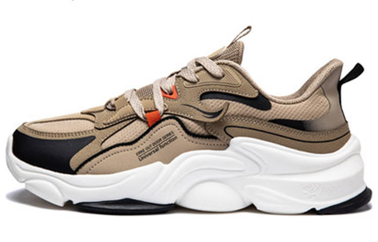 Erke Soft Sole Rebound Cushioning Abrasion Resistant Slip Resistant Low top Running Shoes Men's Brown