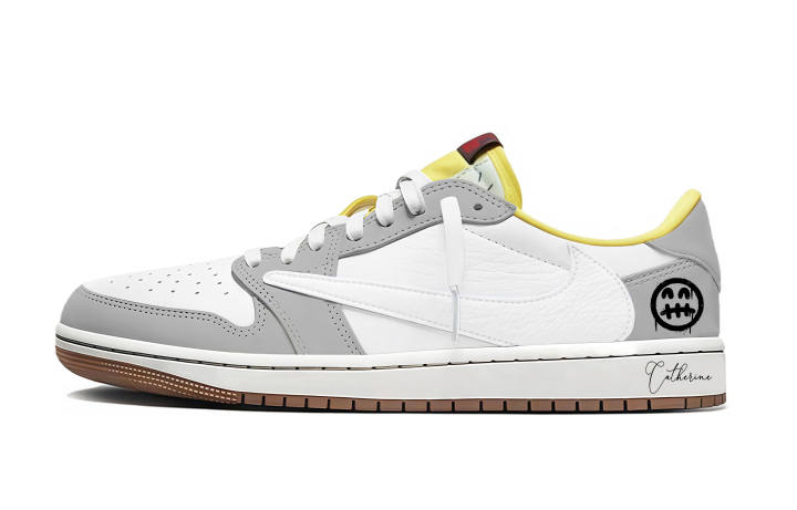 Jordan Travis Scott x Jordan Air Jordan 1 Gray White Travis Scott X AJ1 Low Abrasion Resistant Abrasion Resistant Low top