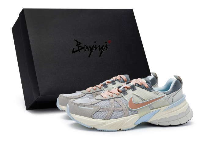 Nike Nike V2K Run Slip Resistant Lightweight Low top Running Shoes Women's Gray Blue White Pink