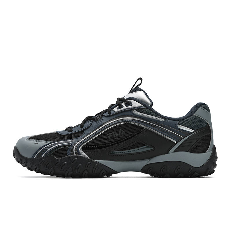 FILA Pebble Textile, Artificial Leather Abrasion Resistant Low top Running Shoes Men's Gray Blue