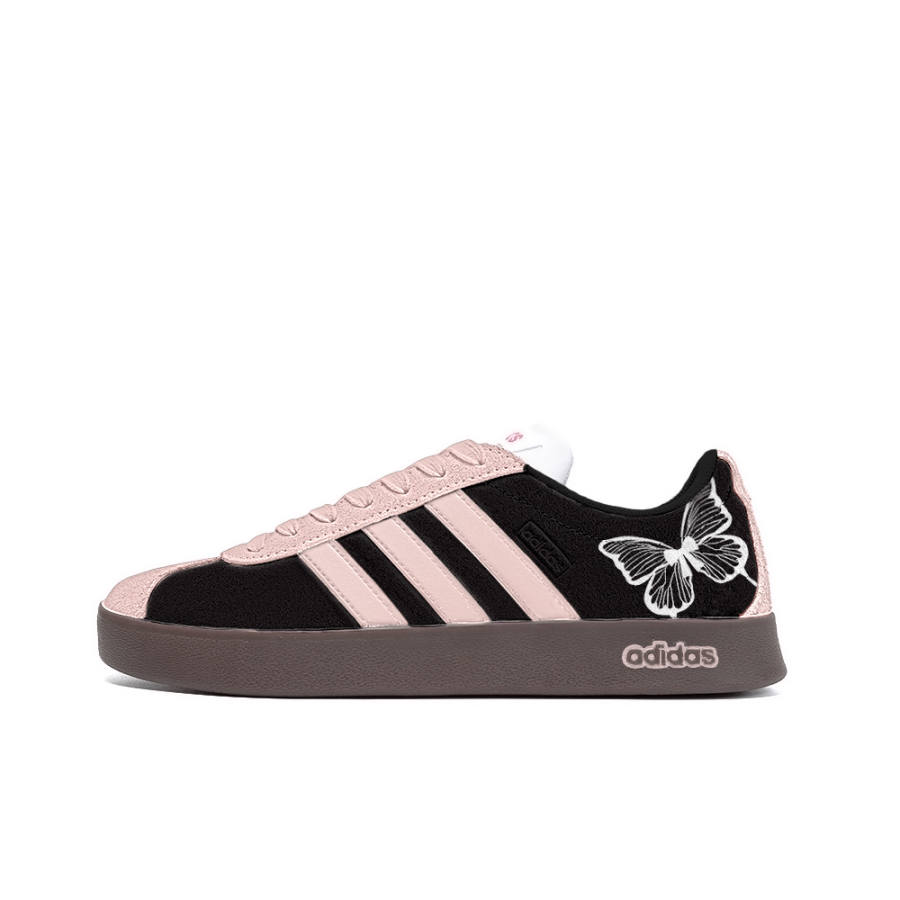 Adidas Neo Vl Court Lock The Heart Door, Amber Leather Low top Skateboard Shoes Unisex Pink Black