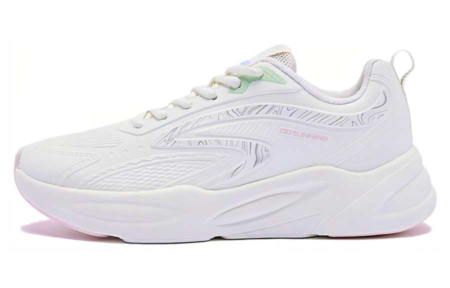QIAODAN Fleece Lined Thermal Cushioning Lightweight Low top Running Shoes Women's White Pink