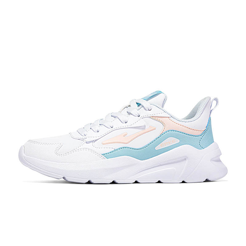 Erke Comfortable And Breathable Cushioning, Wear Resistant Low top Casual Shoes Women's White Blue