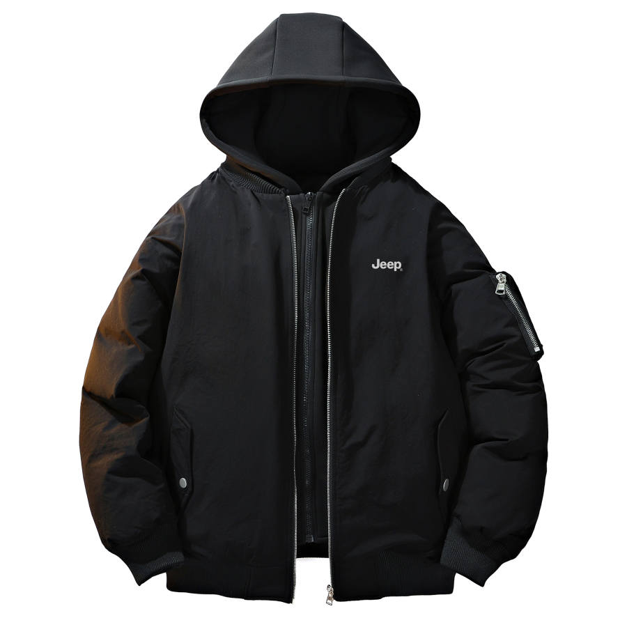 Jeep Jeep Down Jackets Unisex Hooded Moderate Mock Two Piece Down Jacket