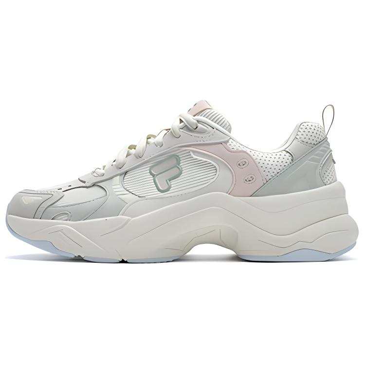 FILA FUSION UNIQUE Textile, Synthetic Leather, Split Cow Leather Comfortable Low top Casual Shoes Women's White Green