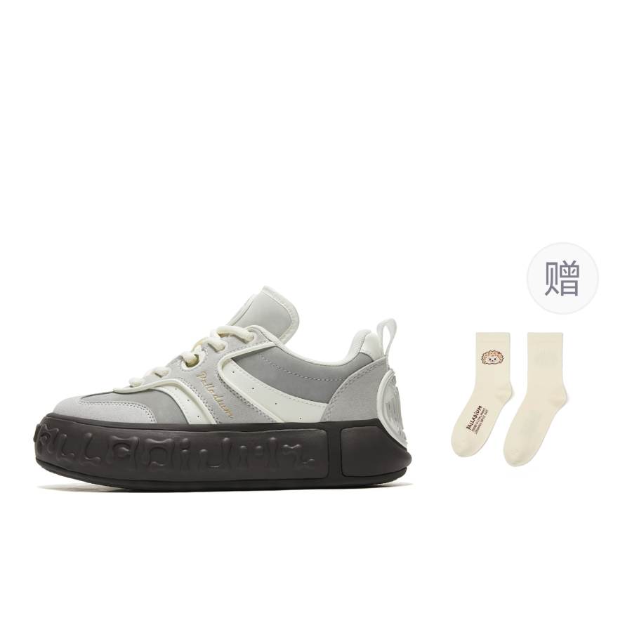 Palladium German Army Trainers Musical Note Shoes Wear-Resistant Slip-Resistant Low-Top Skateboard Shoes Unisex Gray