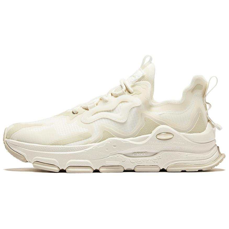 Erke Slip Resistant Abrasion Resistant Low top Casual Running Shoes Unisex White Gray