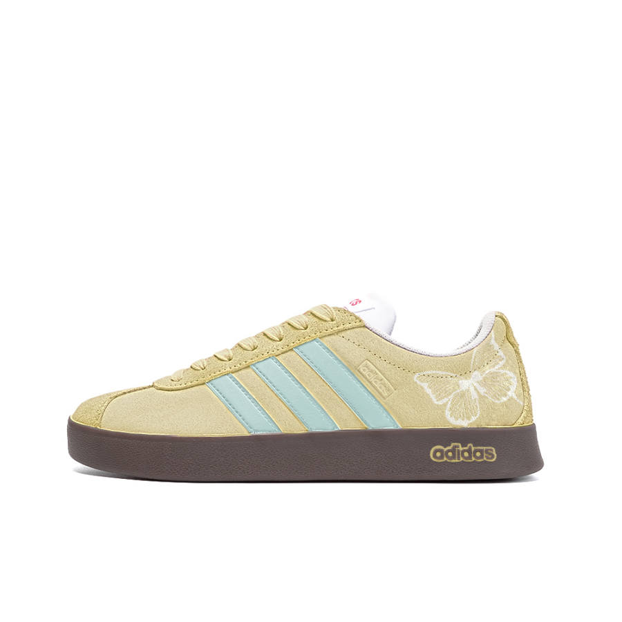 Adidas Neo Vl Court Rainbow Butterfly Dream, Amber Leather Low top Skateboard Shoes Unisex Yellow