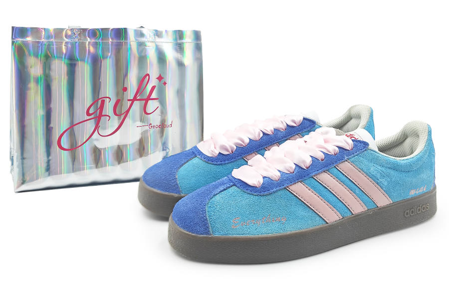 Adidas Adidas VL COURT 2.0 Cushioning, Wear Resistant Low top Skateboard Shoes Unisex Blue Pink