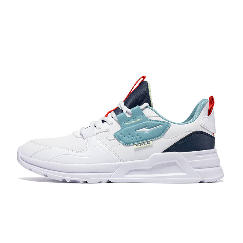 Erke Cushioning Lightweight Low top Casual Shoes Men's White Blue