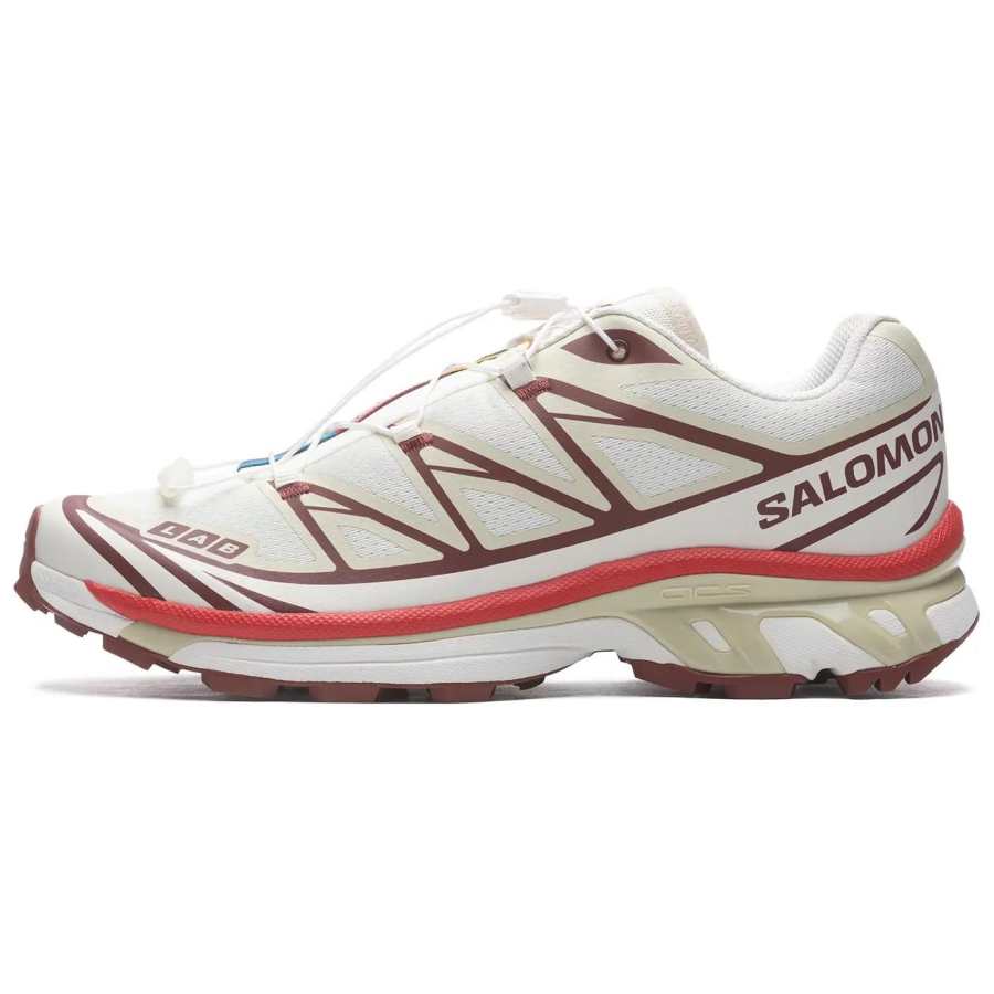 SALOMON XT 6 Fabric Low top Running Shoes Unisex Vanilla Green Mist Gray Brick Red