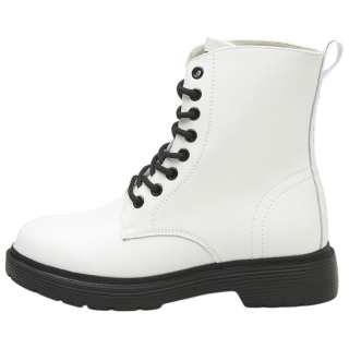 TOREAD Cow Leather Short Combat Boots Women's White Black