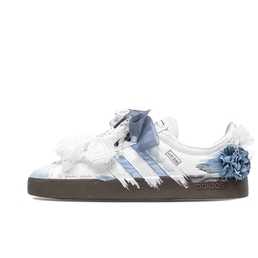 Adidas Adidas VL COURT 2.0 Prayer Flower Trust Slip Resistant Cushioning Low top Skateboard Shoes Unisex Blue Brown