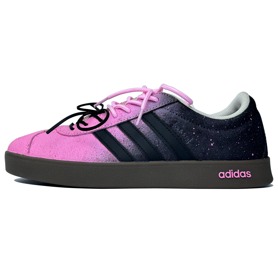 Adidas Adidas VL COURT 2.0 Slip Resistant Cushioning Abrasion Resistant Low top Skateboard Shoes Unisex Black Pink