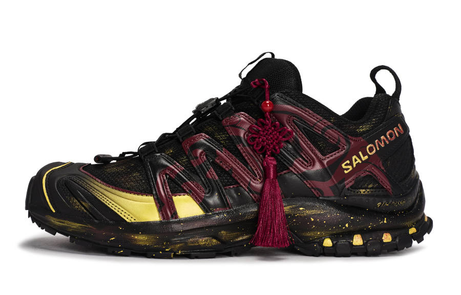 SALOMON XA PRO 3D Breathable Low top Running Shoes Unisex Black Red Gold