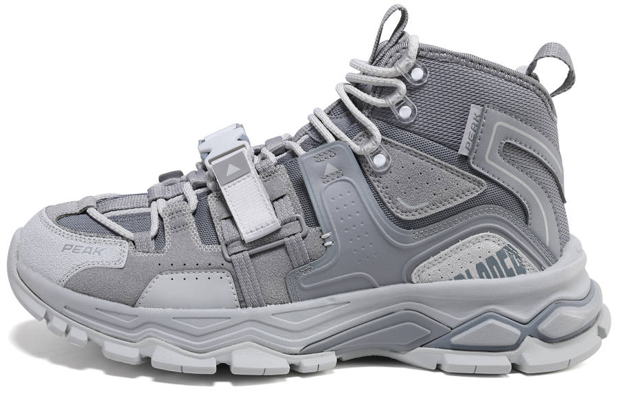 PEAK Cushioning Slip Resistant High top Running Shoes Men's Silver Gray