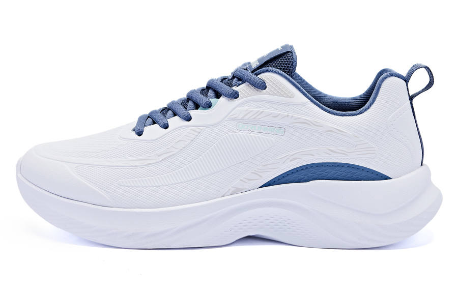 QIAODAN Comfortable Textile, Artificial Leather Low top Running Shoes Men's White Blue