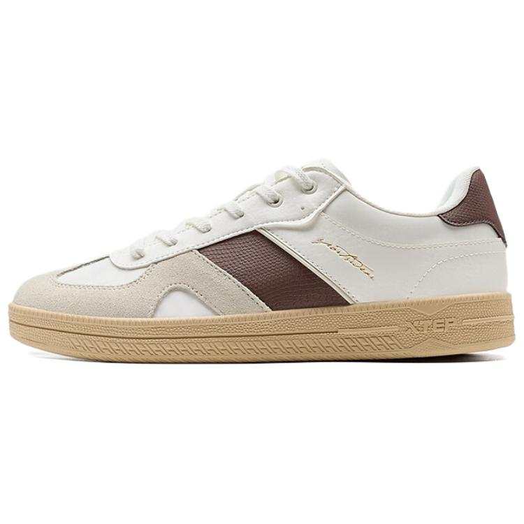 XTEP Germany Army Trainer Slip Resistant Abrasion Resistant Low top Skateboard Shoes Men's White Brown