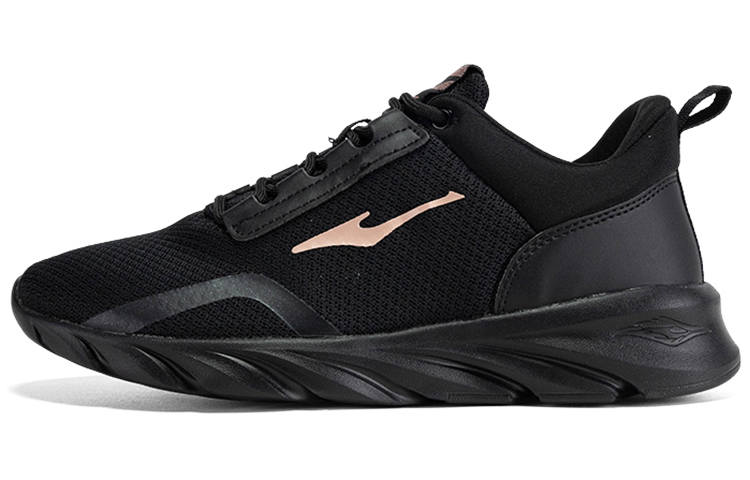 Erke Cushioning Slip Resistant Abrasion Resistant Breathable Low top Running Shoes Women's Black Gold
