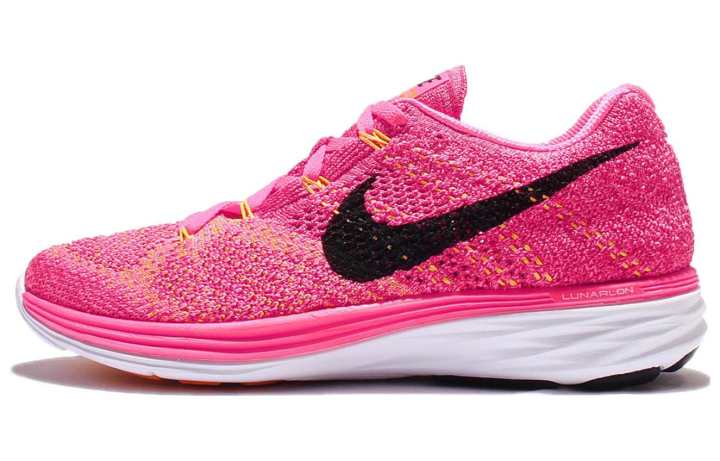 Nike Nike Flyknit Lunar 3 Fabric Cushioning Low top Running Shoes Women's Pink
