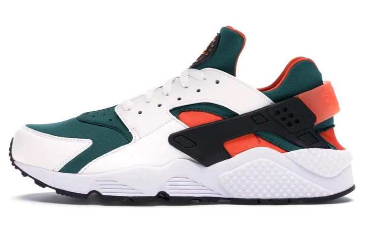 Nike Nike Air Huarache Breathable Cushioning Low top Running Shoes Men's White Green Orange