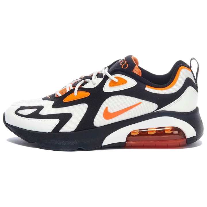 Nike Nike Air Max 200 Abrasion Resistant Low top Running Shoes Men's Black White Orange