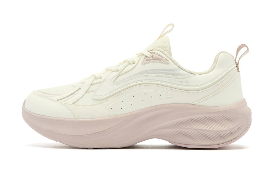 QIAODAN Cloud Rebound 3.0 Cushioning Abrasion Resistant Coverage Low top Running Shoes Women's Beige Pink