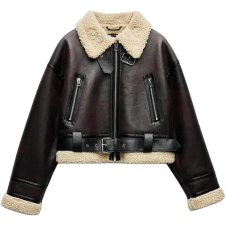 ZARA ZARA Cropped Coats Women's Dark Brown Lapel Moderate