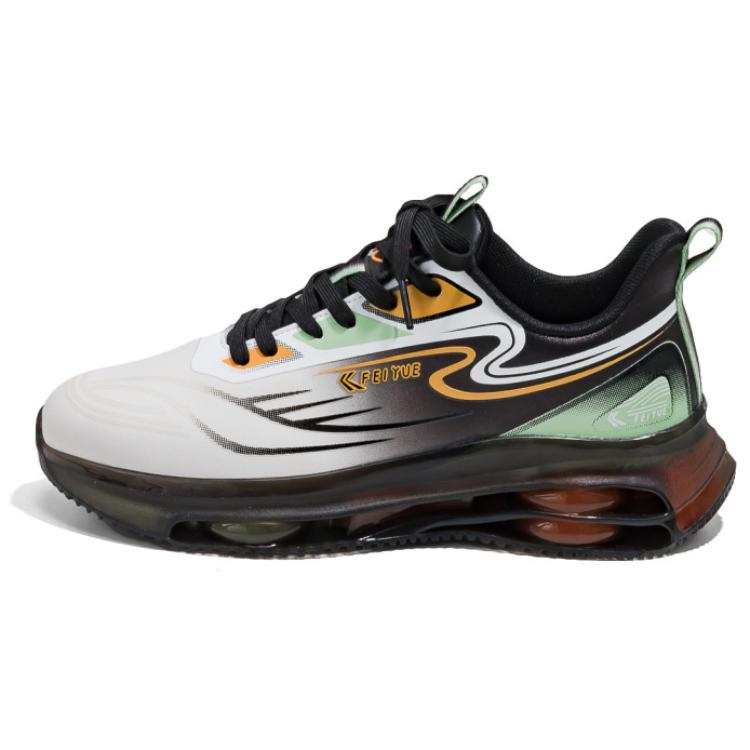 FEIYUE Slip-Resistant Abrasion-Resistant Low-top Running Shoes Men's White Black Orange
